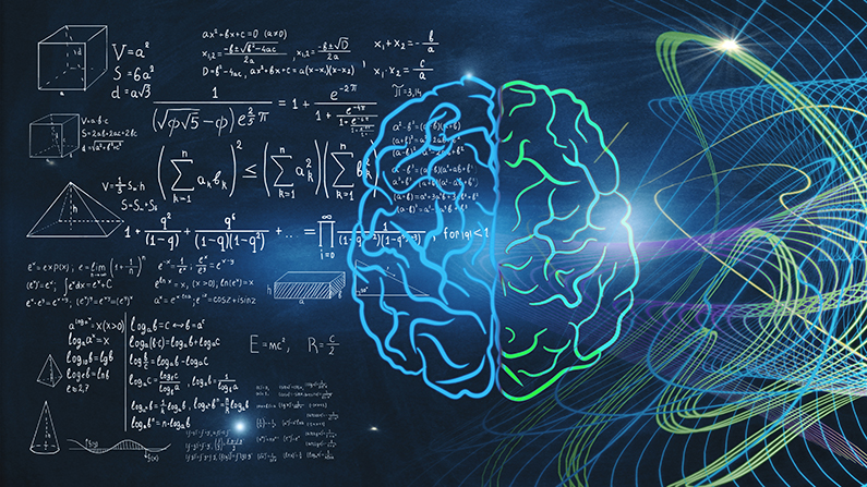 Keyvisual Mathematics in the artificial and biological intelligence/ freepik.de